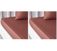 Today Essential - Drap Housse 90X190 cm 1 Personne 100% Coton Uni, Terracotta (Lot de 2)