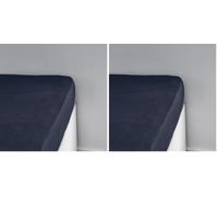 TODAY Essential - Drap Housse 90X190 cm 1 Personne Jersey 100% Coton Uni, Navy (Lot de 2)