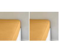 TODAY Essential - Drap Housse 90X190 cm 1 Personne Jersey 100% Coton Uni, Ocre (Lot de 2)