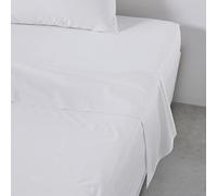 Today Essential - Drap Plat 2 Personnes 240X300 cm Coton Uni Blanc, Reine