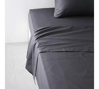 Today Essential - Drap Plat 2 Personnes 240X300 cm Coton Uni Gris, Reine