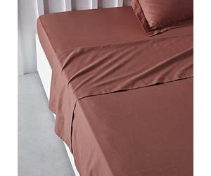 Today Essential - Drap Plat 2 Personnes 240X300 cm Coton Uni Rouge, Reine