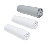 TODAY Essential - Lot de 3 draps Housses 140x190 cm 2 Personnes 100% Coton Craie/Acier