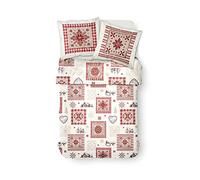 Today HC3 57 Fils Parure de Lit 2 Personnes Enjoy Dessin Astoria Housse de Couette 2 Taies d'Oreiller 63x63cm, Coton, Ecru, Rouge, 220x240 cm