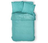 Housse De Couette Unie Turquoise/Diabolo Menthe, 220x240cm, 2 Personnes, 100% Coton 57 Fils, Oeko-Tex