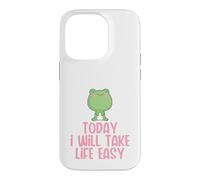 Today I Will Take Life Easy Cute Kawaii Frog Inspiration Coque pour iPhone 14 Pro