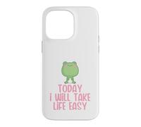 Today I Will Take Life Easy Cute Kawaii Frog Inspiration Coque pour iPhone 14 Pro Max