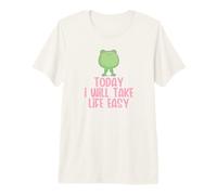 Today I Will Take Life Easy Cute Kawaii Frog Inspiration T-Shirt Haut de Gamme