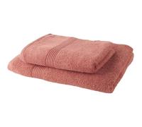 TODAY Lot de 1 Drap de Bain 100% coton 70x130 cm + 1 Serviette de Bain 50x100 cm - Terracotta