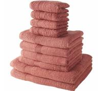 Today Lot de serviettes 4 invité (30x50) + 4 bain (50x100) + 2 draps (70x130) 100% coton Terracotta
