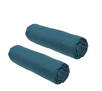 Today Draps housses Essential Lot de 2 140 x 190 cm 2 personnes 100% coton Paon