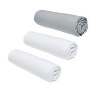 TODAY Lot de 3 draps-housse craie/acier - 140 x 190 cm