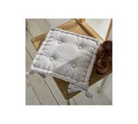 TODAY Lot De 4 Galettes De Chaises Carré Constance en Coton Matelassé à Pois - Gris - 40 X 40 Cm