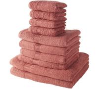 TODAY Lot de 4 Serviettes Invité 30x50 cm + 4 Serviettes de Bain 50x100 cm + 2 Draps de Bain 70x130 cm 100% coton Terracotta