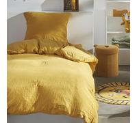 Today Parure de lit 123333 1 personne 140x200 cm Gaze de coton unie Ocre