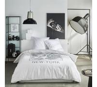 Today Parure de lit 2 Personnes 220x240cm + 2 taies oreillers 63x63 cm imprimée Java 1,1, Blanc