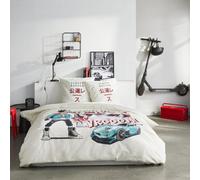 Today Parure de lit 2 Personnes 220x240cm + 2 taies oreillers 63x63 cm imprimée Java 1,18, Manga Bleu