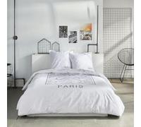 Today Parure de lit Java 1,3 220x240 cm 2 personnes avec 2 taies 63x63 cm imprimée Paris Blanc