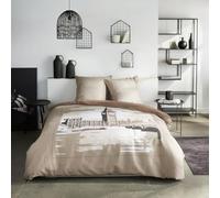 Today Parure de lit 2 Personnes 220x240cm + 2 taies oreillers 63x63 cm imprimée Java 1,6, London Beige