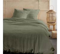 Today Parure de lit 2 Personnes 240x220cm Gaze de Coton Unie Sauge