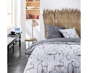 Today Parure de Lit 2 Personnes 240X260 Coton Imprime Blanc Ethnique Sunshine 3.25