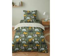 TODAY Parure de Lit Animaux de la Savane, 100% Coton 57 Fils, Housse de Couette 135x200 cm + Taie d'oreiller 80x80 cm
