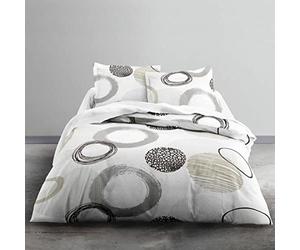 TODAY Parure de lit Coton 2 Personnes - 240x260 cm - Imprimé Blanc Axel