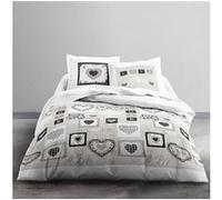 Today Parure de lit en coton 2 personnes – 240x260 cm – Imprimé Blanc Eden