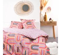 Parure De Lit Imprimé Graphique Coton 240x220cm Rose