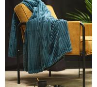 TODAY Plaid en Velours Côtelé Essential - Bleu Paon - L 150 X L 200 Cm