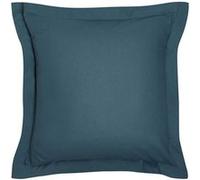 Today - Taie d'oreiller carrée à volant plat - 100% coton BIO - 63 x 63 cm - Bleu paon Bleu G