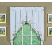 Today's Curtain Aujourd 'Hui Rideau Verona Envers Broderie Window Swag, 96,5 cm, Blanc/Bleu