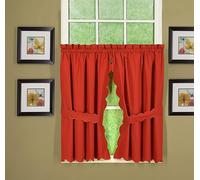 Today's Curtain Orleans Paire de Rideaux à Bords festonnés avec embrasses Rouge Brique 152,4 cm de Large x L