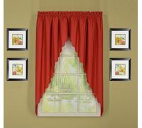 Today's Curtain Orleans Paire de Rideaux à Bords festonnés Rouge Brique 160 cm