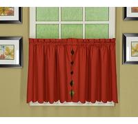 Today's Curtain Orleans Paire de Rideaux à Bords festonnés Rouge Brique 61 cm