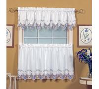 Today's Curtain Paire, Polyester, Blanc/Bleu, Niveau 152,4 x 91,4 cm (l x L)
