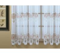 Today's Curtain, Panneau en Organza macramé Vintage 160 cm, Blanc/Rose, 147,3 cm de Large x 160 cm de Long
