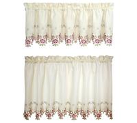 Today's Curtain Verona Étage de fenêtre brodé inversé, 76,2 cm, écru/Rose