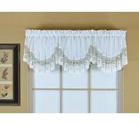 Today's Curtain, Vintage Macramé Organza Croissant 45,7 cm, Blanc/Bleu, 147,3 cm (l) x 45,7 cm (L)