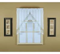 Today's Curtain, Vintage Macramé Organza Swag 96,5 cm, Blanc/Bleu, 147,3 cm (l) x 96,5 cm (L)