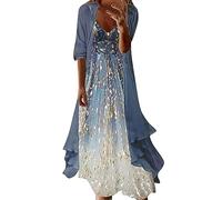 Todays Deals in Robe De Mariée Robe Multicolore Ample à Manches Longues et imprimé Floral, Ensemble Deux pièces à la Mode Robe Tunique Noir Today's Deals Warehouse Deals