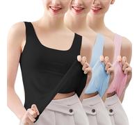 Today's Deals of The Day Clearance HUIFUAO Lot de 3 débardeurs pour Femme - Grande Taille - sans Manches - pour l'été - Basique - Noir - Col carré - pour Gym, Sport, Course à Pied, Yoga