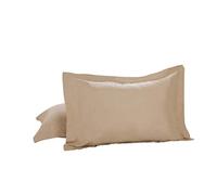 TODAY'S HOME Lot de 2 taies d'oreiller en mélange de Coton Doux sur Mesure, Style Classique, Standard, Moka