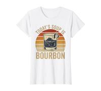 Todays Soup is Bourbon Verre à Whisky rétro Motif Coucher de Soleil T-Shirt Graphique avec Valeur, Femme, Blanc, L