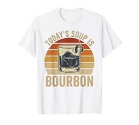 Todays Soup is Bourbon Verre à Whisky rétro Motif Coucher de Soleil T-Shirt Graphique avec Valeur, Homme, Blanc, XL