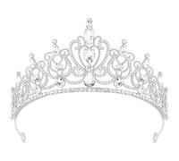 TODDER Diadème argenté pour femmes et filles, couronne de princesse et de reine en cristal pour filles, accessoires de cheveux pour mariage, anniversaire, bal, Halloween, cosplay, vacances