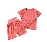 Toddler a ama Set 2PCS Boys Girls eepwear Short Sleeve Top Shorts Outfit Soft Summer J Kids oun ewear ghtwear (Red, 110) w77n