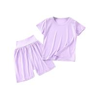 Toddler a ama Set 2PCS Boys Girls eepwear Short Sleeve Top Shorts Outfit Soft Summer J Kids oun ewear ghtwear (Purple, 110) w70n