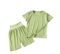 Toddler a ama Set 2PCS Boys Girls eepwear Short Sleeve Top Shorts Outfit Soft Summer J Kids oun ewear ghtwear (Green, 140) w52n