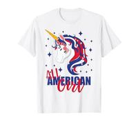 Toddler All American Girl Drapeau USA 4 juillet Licorne Enfant Bébé T-Shirt